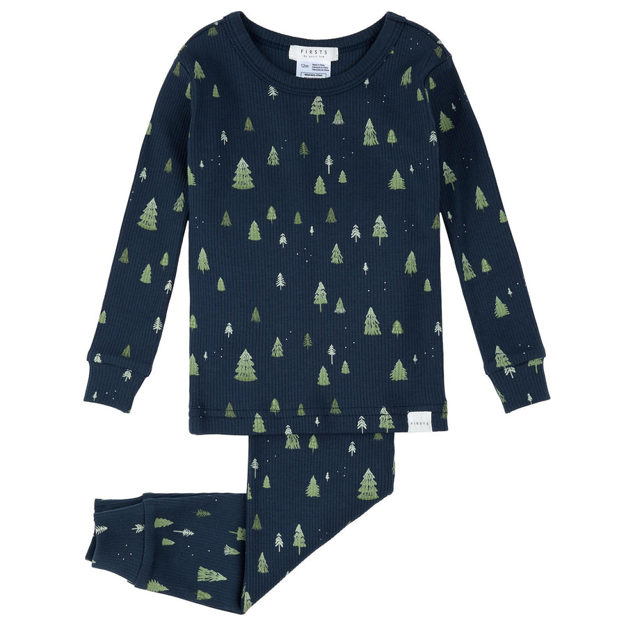Pajama Set - Navy Tree