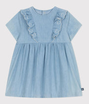 Baby Girl Chambray Dress with Ruffles