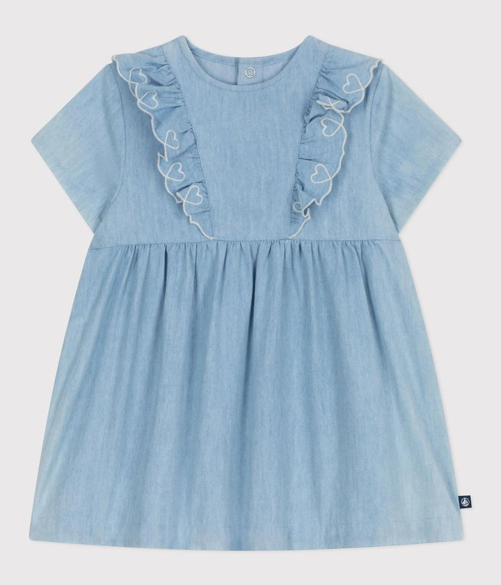 Baby Girl Chambray Dress with Ruffles