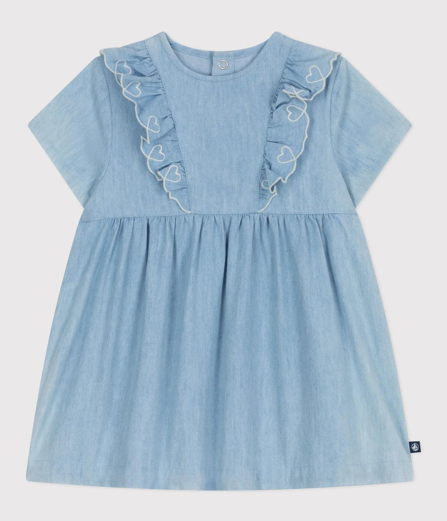 Baby Girl Chambray Dress with Ruffles