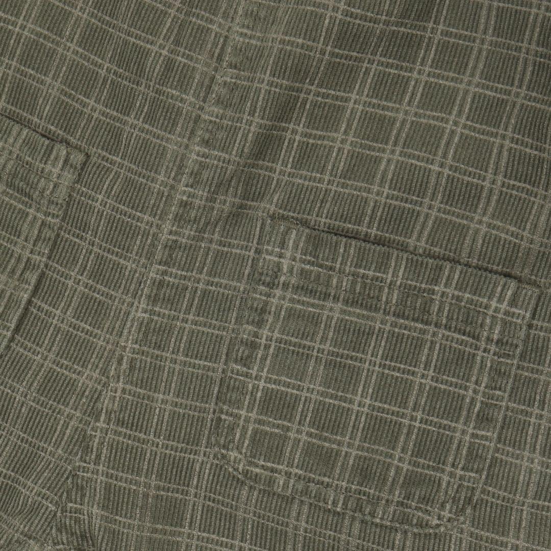 Olive Green Check Corduroy Overalls