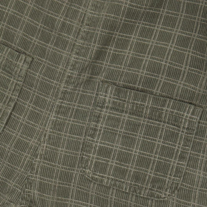Olive Green Check Corduroy Overalls