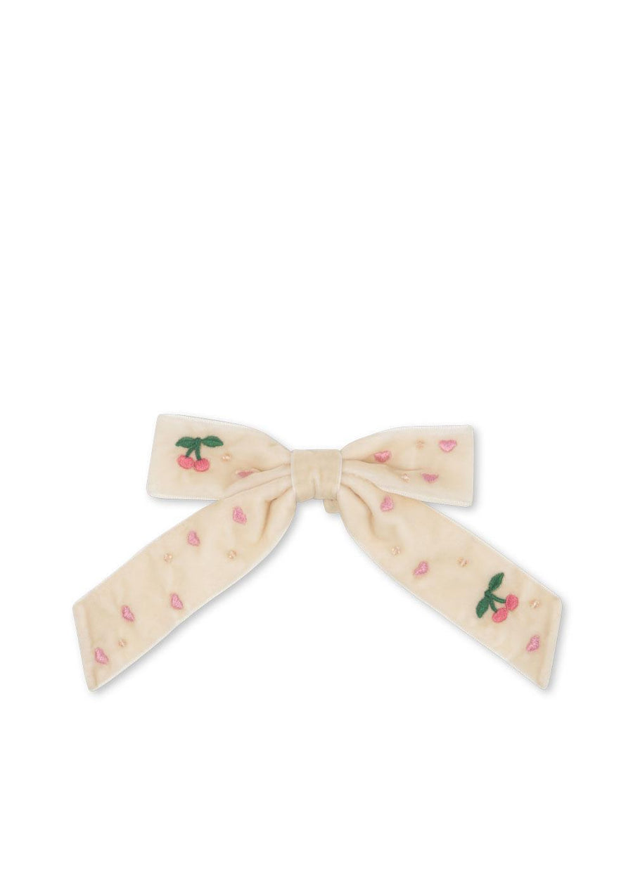 Velvet Bow Pearl Clip