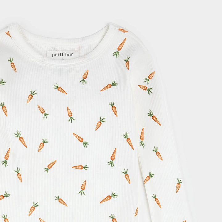 Carrots Print on Off-White PJ Set