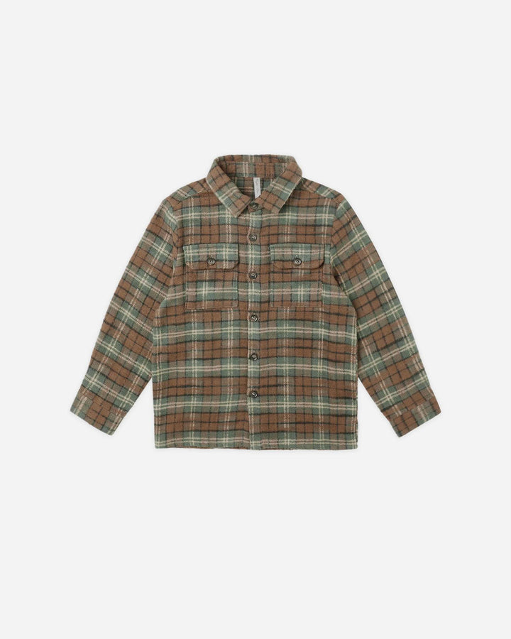 Pocketed Flannel Shirt - Holiday Plaid