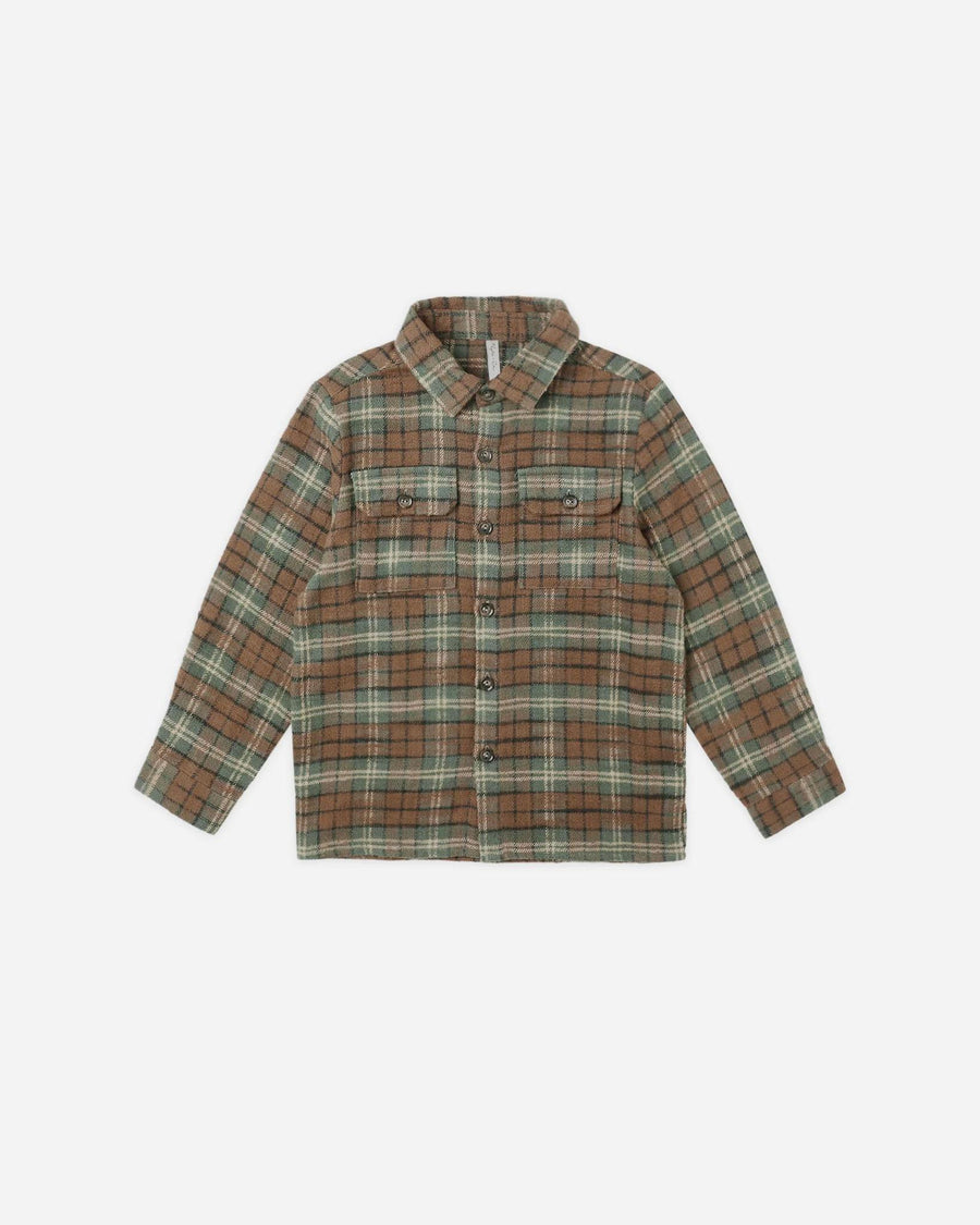 Pocketed Flannel Shirt - Holiday Plaid