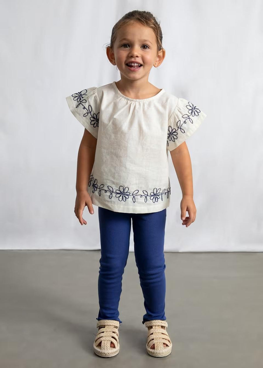 Leggings and Embroidered T-shirt Set