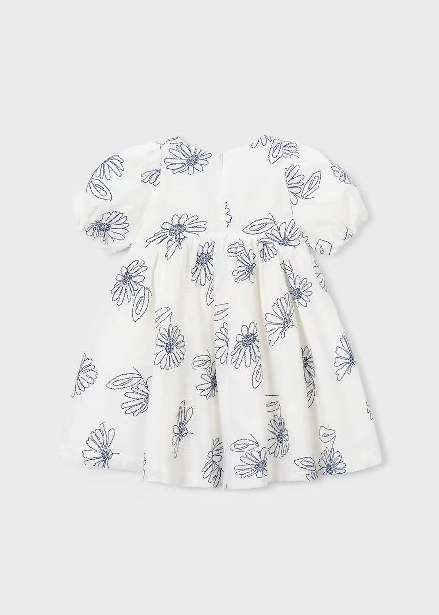 Puff Sleeve Embroidered Dress